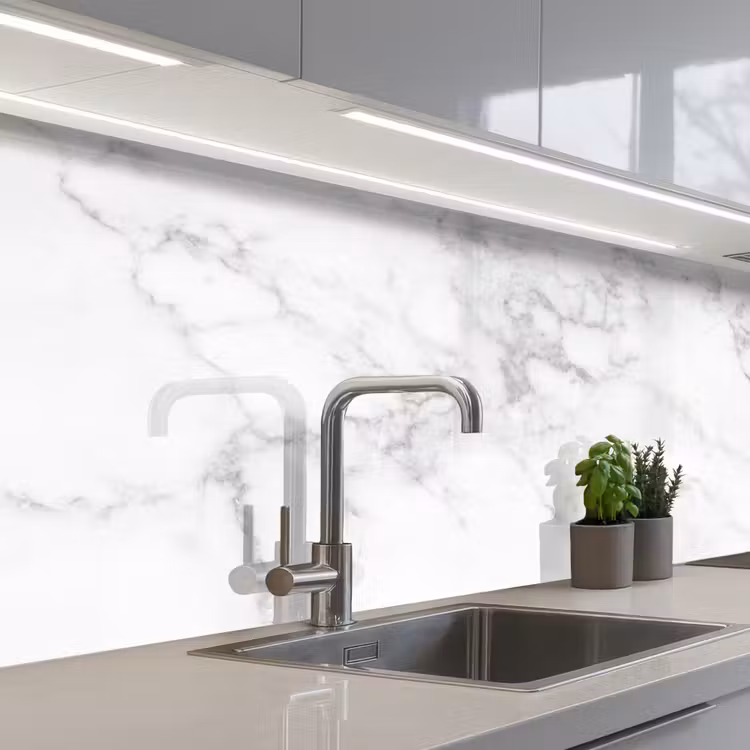 Keuken achterwand - Marmer - Grijs - Wit - Marmerstructuur — 1