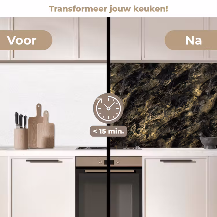 Keuken achterwand - Marmer - Zwart - Goud — 3