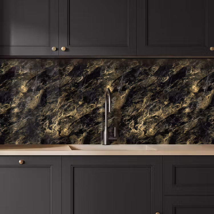 Keuken achterwand - Marmer - Zwart - Goud — 6