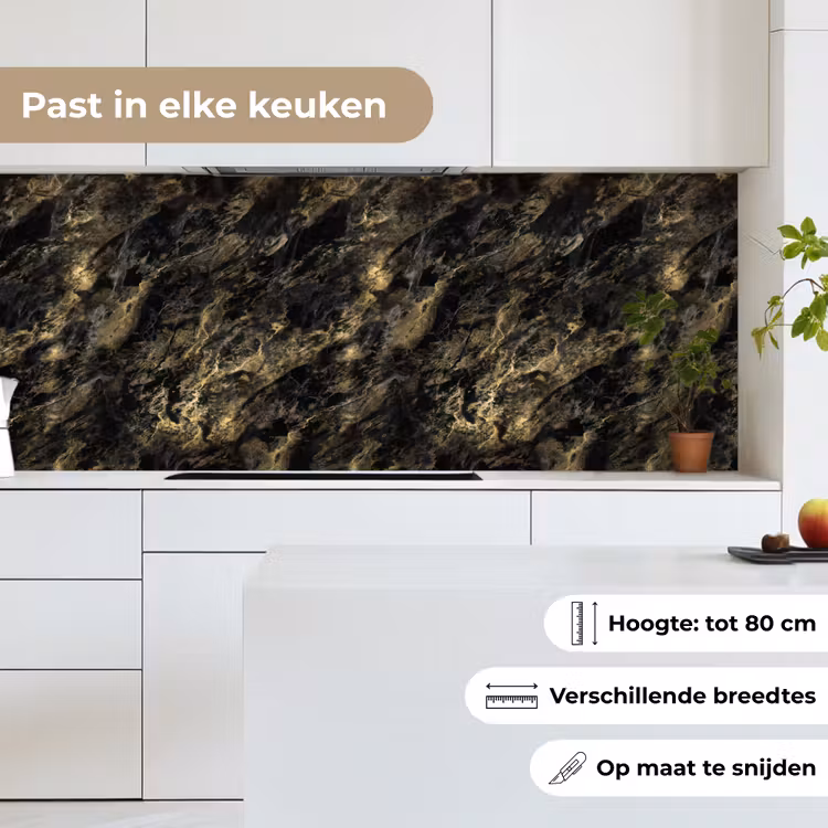 Keuken achterwand - Marmer - Zwart - Goud — 7