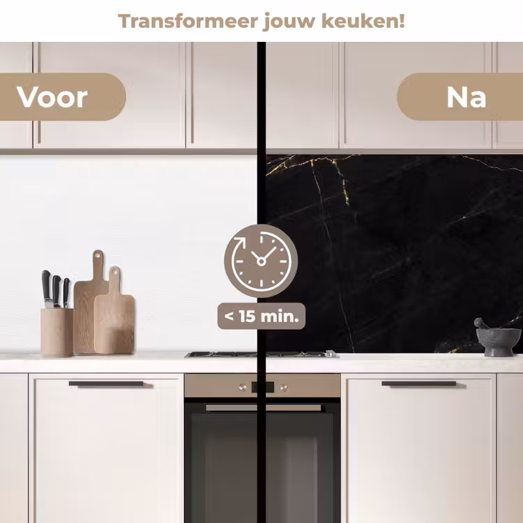 Keuken achterwand - Marmer - Zwart - Goud - Chic - Marmerlook - Design — 2
