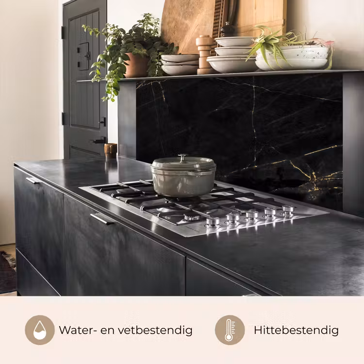 Keuken achterwand - Marmer - Zwart - Goud - Chic - Marmerlook - Design — 7