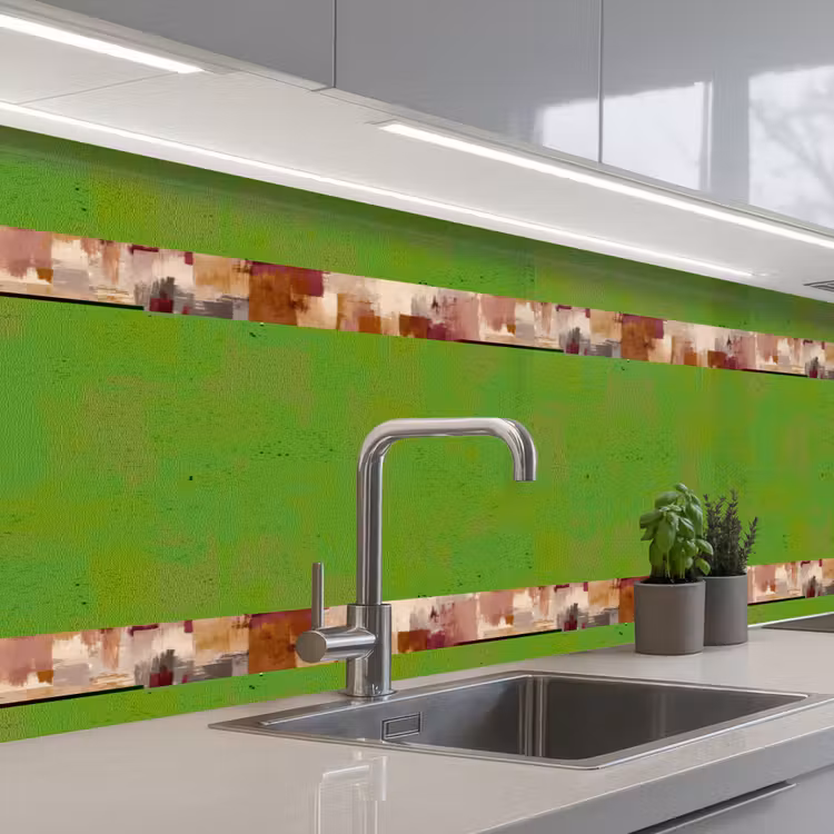 Keuken achterwand - Penseelstrepen - Herfstsymfonie - Bordeauxrood — 2