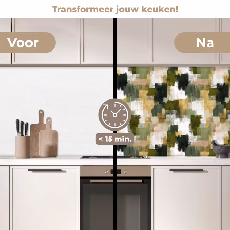 Keuken achterwand - Penseelstrepen - Mos - Groentinten — 3