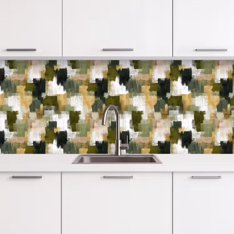 Keuken achterwand - Penseelstrepen - Mos - Groentinten — 4
