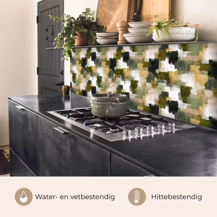 Keuken achterwand - Penseelstrepen - Mos - Groentinten — 5