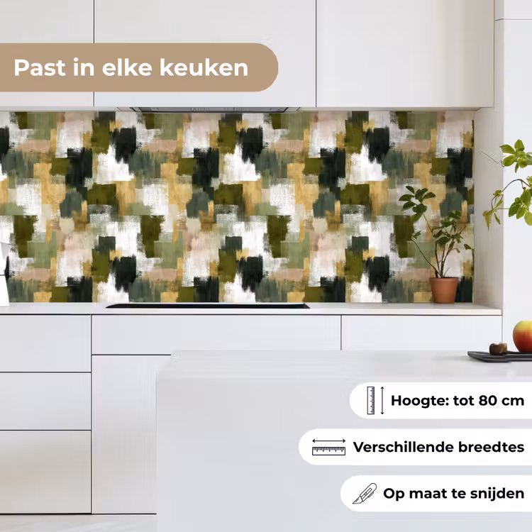 Keuken achterwand - Penseelstrepen - Mos - Groentinten — 7