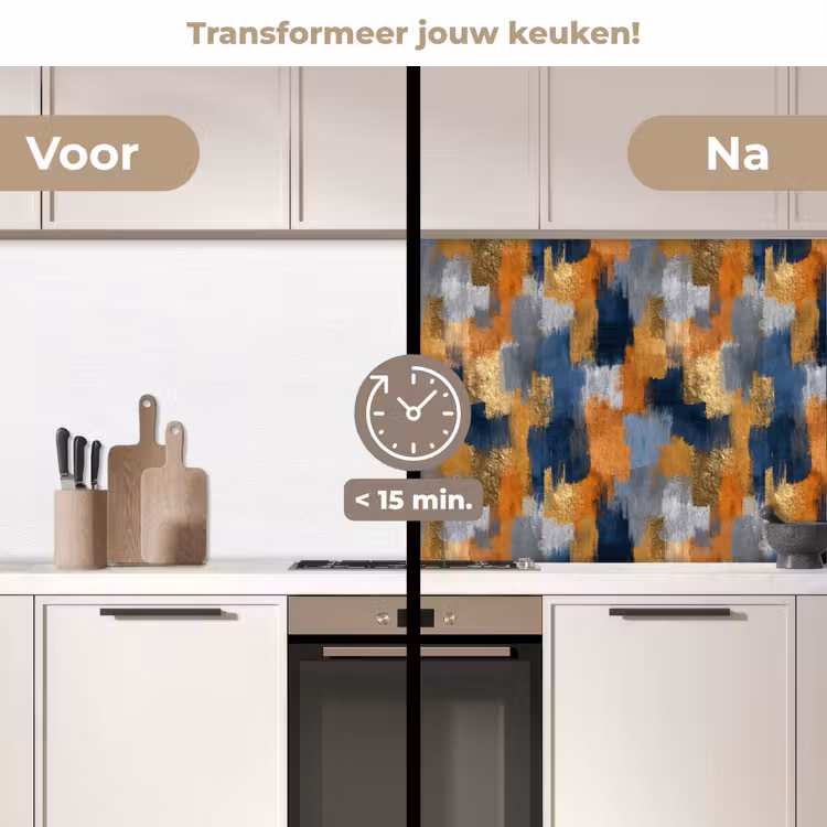 Keuken achterwand - Penseelstrepen - Ruw - Textuur - Koperblauw — 3