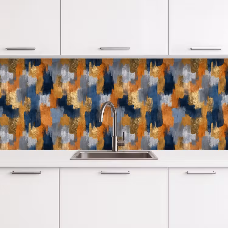 Keuken achterwand - Penseelstrepen - Ruw - Textuur - Koperblauw — 4