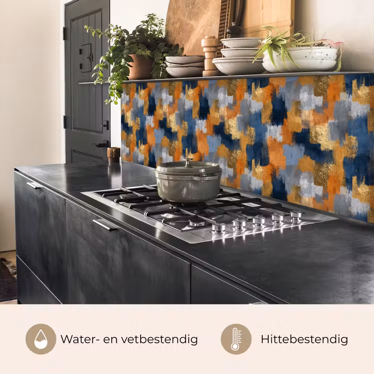 Keuken achterwand - Penseelstrepen - Ruw - Textuur - Koperblauw — 5