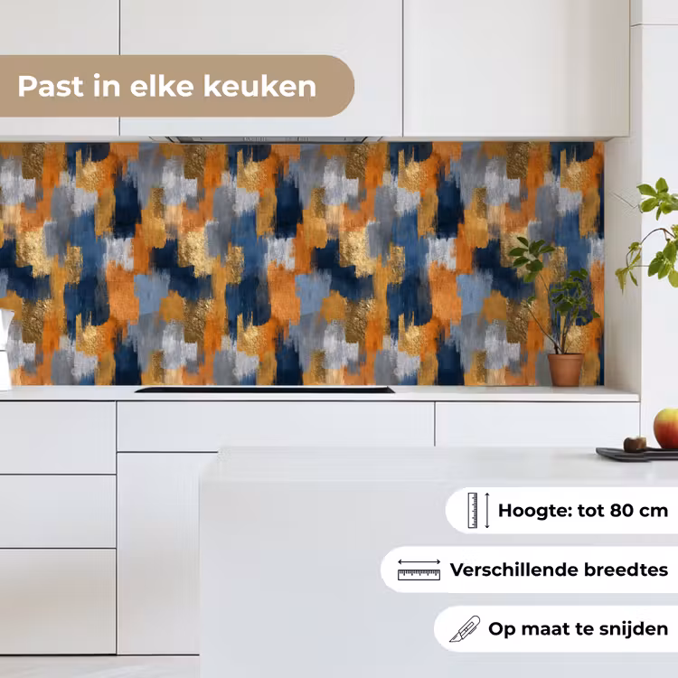 Keuken achterwand - Penseelstrepen - Ruw - Textuur - Koperblauw — 7