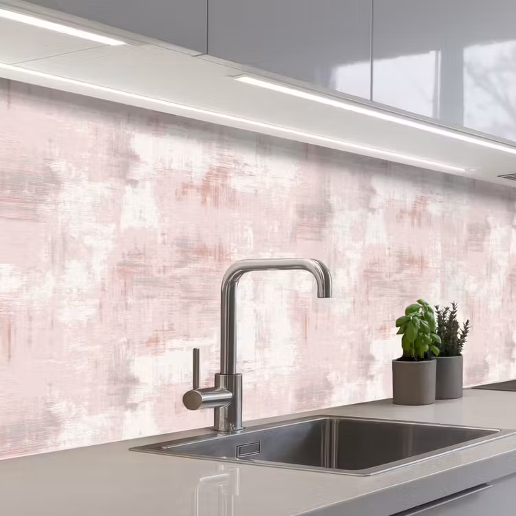 Keuken achterwand - Penseelstrepen - Verbleekte - Roze — 2
