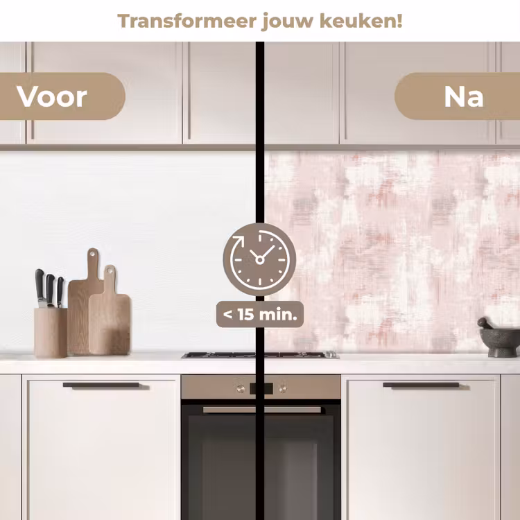 Keuken achterwand - Penseelstrepen - Verbleekte - Roze — 3