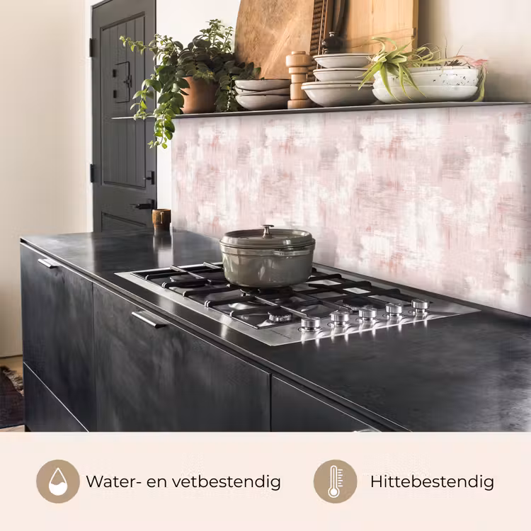 Keuken achterwand - Penseelstrepen - Verbleekte - Roze — 5