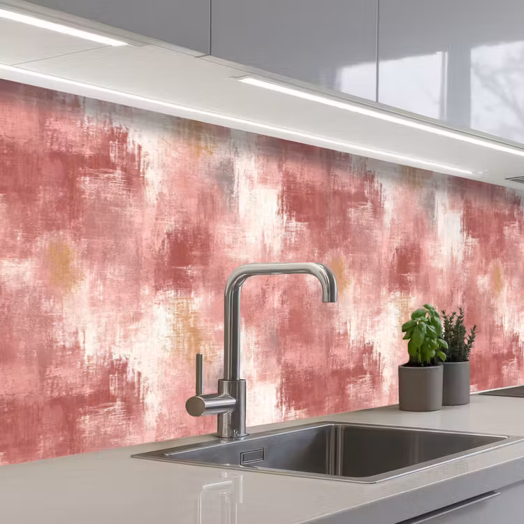 Keuken achterwand - Penseelstrepen - Verweerd - Roze — 2