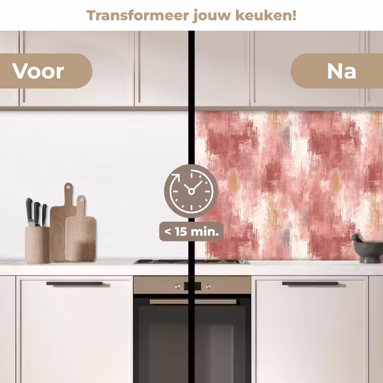Keuken achterwand - Penseelstrepen - Verweerd - Roze — 3