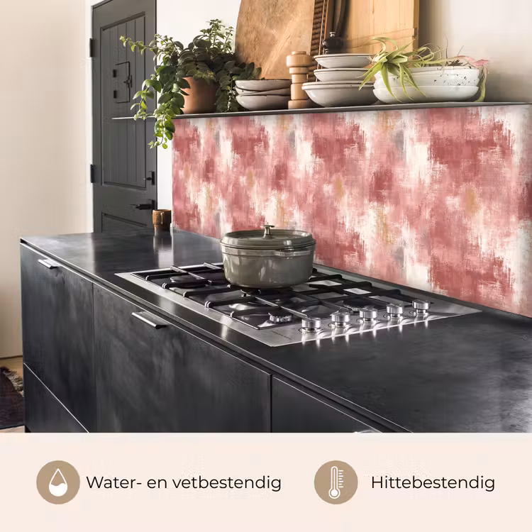 Keuken achterwand - Penseelstrepen - Verweerd - Roze — 5