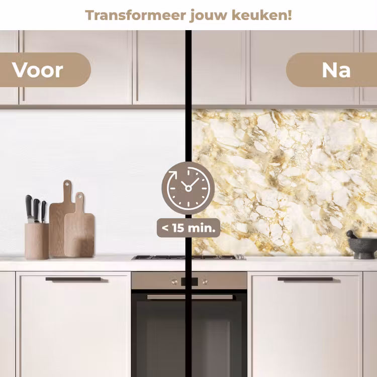 Keuken achterwand - Warm - Gouden - Marmer - Patroon — 3