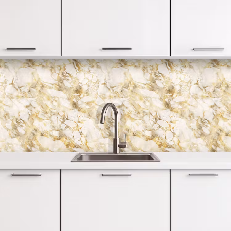 Keuken achterwand - Warm - Gouden - Marmer - Patroon — 4