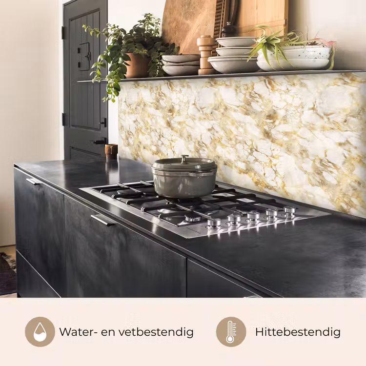Keuken achterwand - Warm - Gouden - Marmer - Patroon — 5