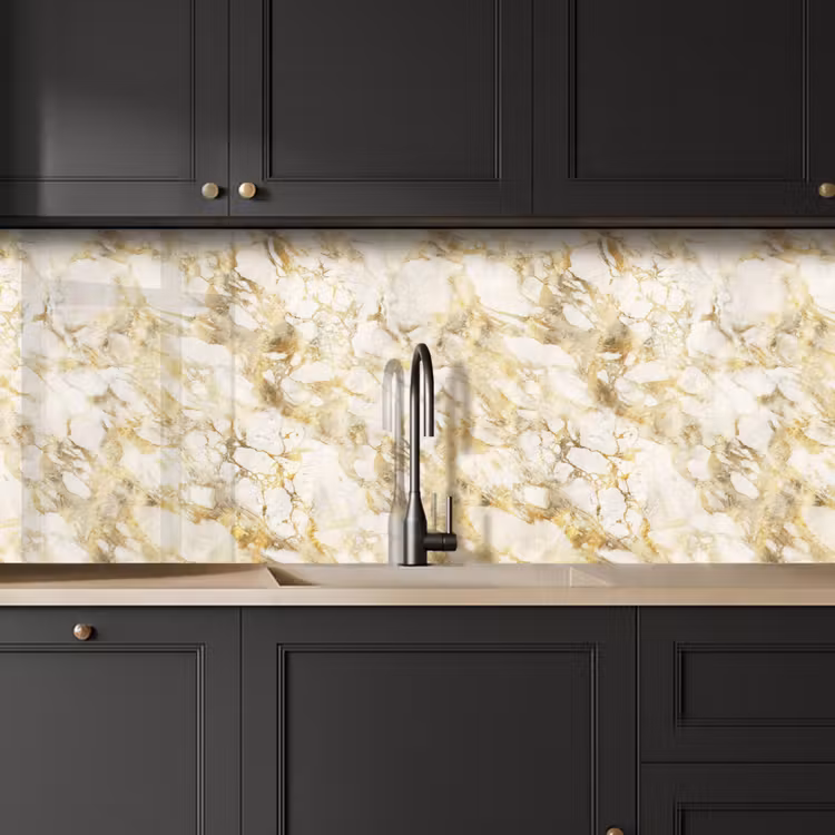 Keuken achterwand - Warm - Gouden - Marmer - Patroon — 6
