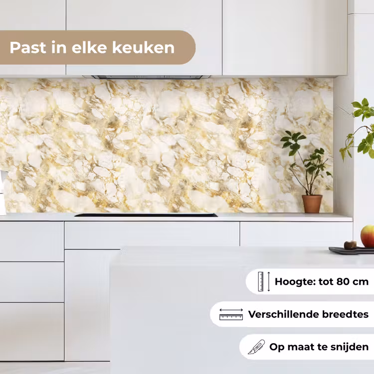 Keuken achterwand - Warm - Gouden - Marmer - Patroon — 7