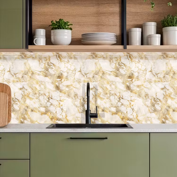 Keuken achterwand - Warm - Gouden - Marmer - Patroon — 8