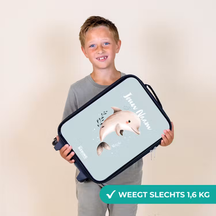 Kinderkoffer - Beige dolfijn in blauw water — 3