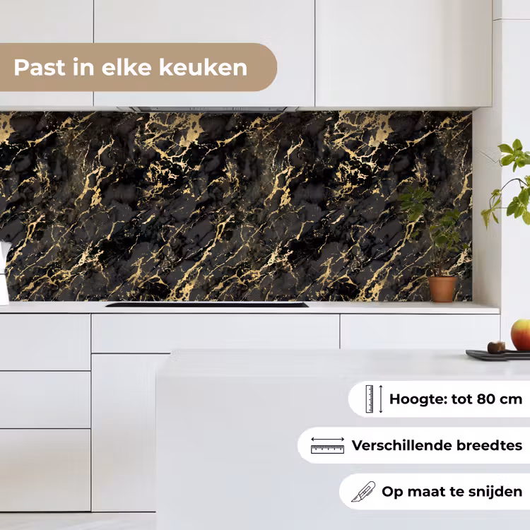 Keuken achterwand - Marmer - Zwart - Goudstructuur — 7