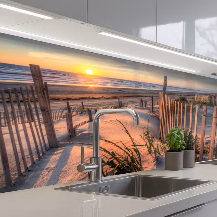Keuken achterwand - Strand - Zee - Duin - Zonsondergang - Landschap — 1