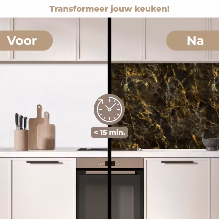 Keuken achterwand - Zwart - Marmer - Goud — 3