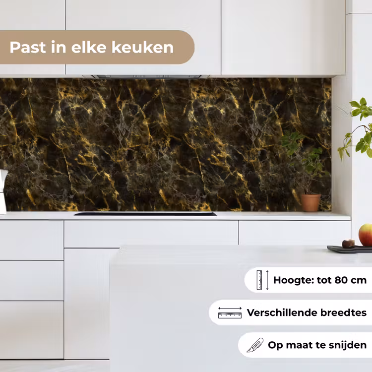 Keuken achterwand - Zwart - Marmer - Goud — 7
