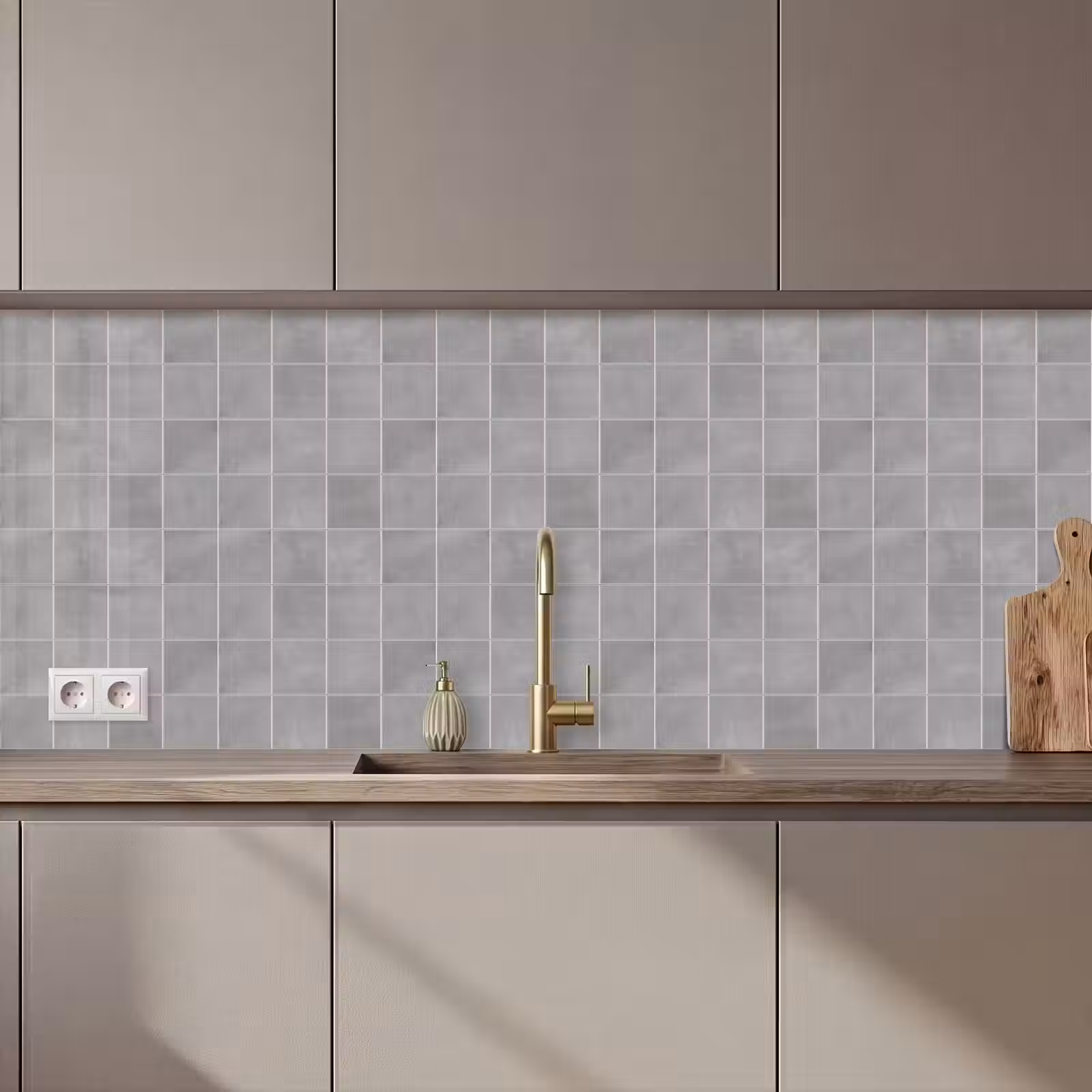 Keuken achterwand - Mat - Wand - Tegels - Grijs — 1
