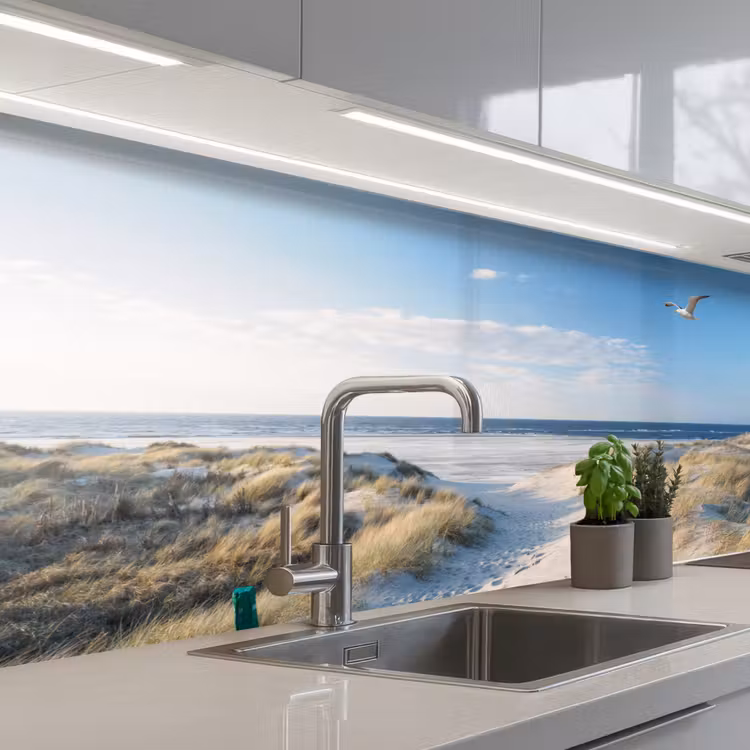 Keuken achterwand - Duin - Meeuw - Strand - Zee - Zon — 1