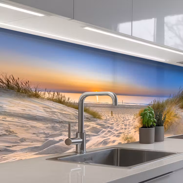 Keuken achterwand - Duin - Zonsondergang - Horizon - Strand - Gras — 1