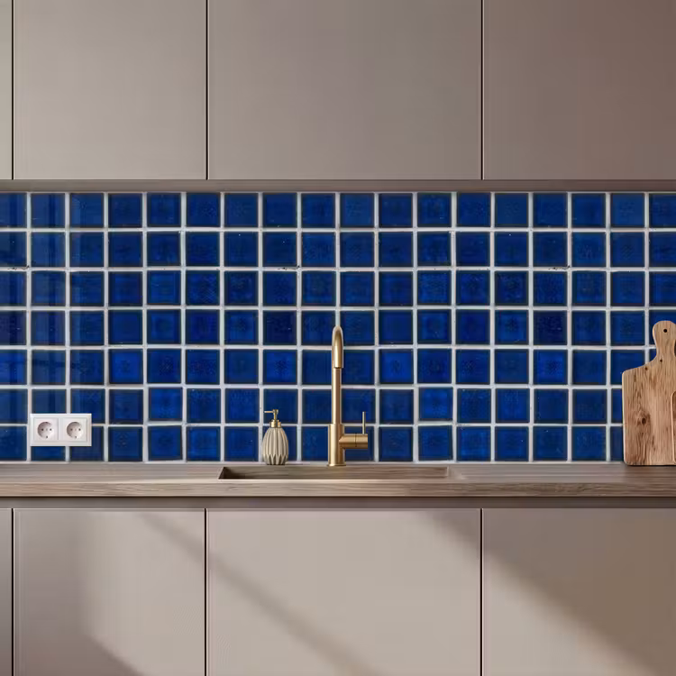 Keuken achterwand - Mozaïek - Tegels- Glanzend - Blauw — 1