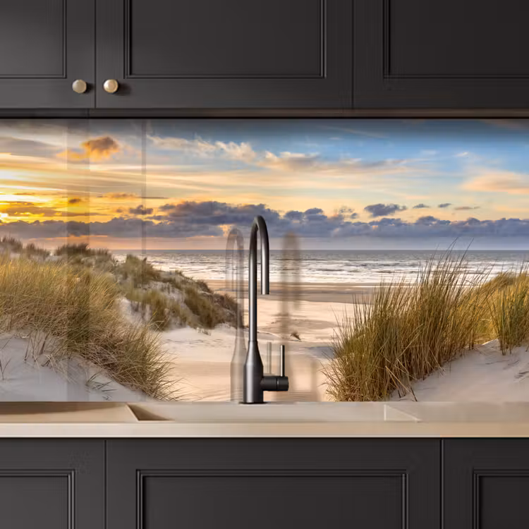 Keuken achterwand - Strand - Duin - Gras - Zonsondergang - Zee — 4