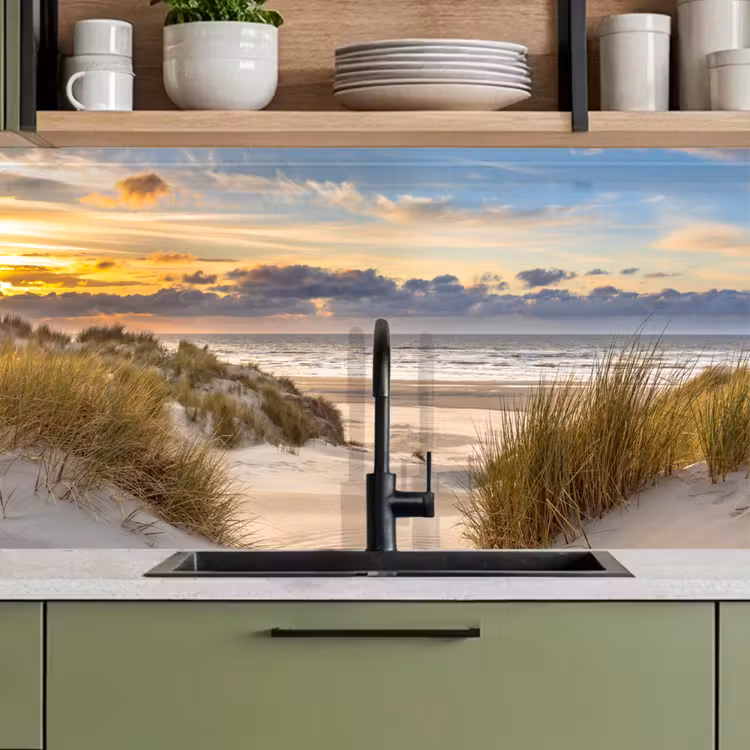 Keuken achterwand - Strand - Duin - Gras - Zonsondergang - Zee — 8