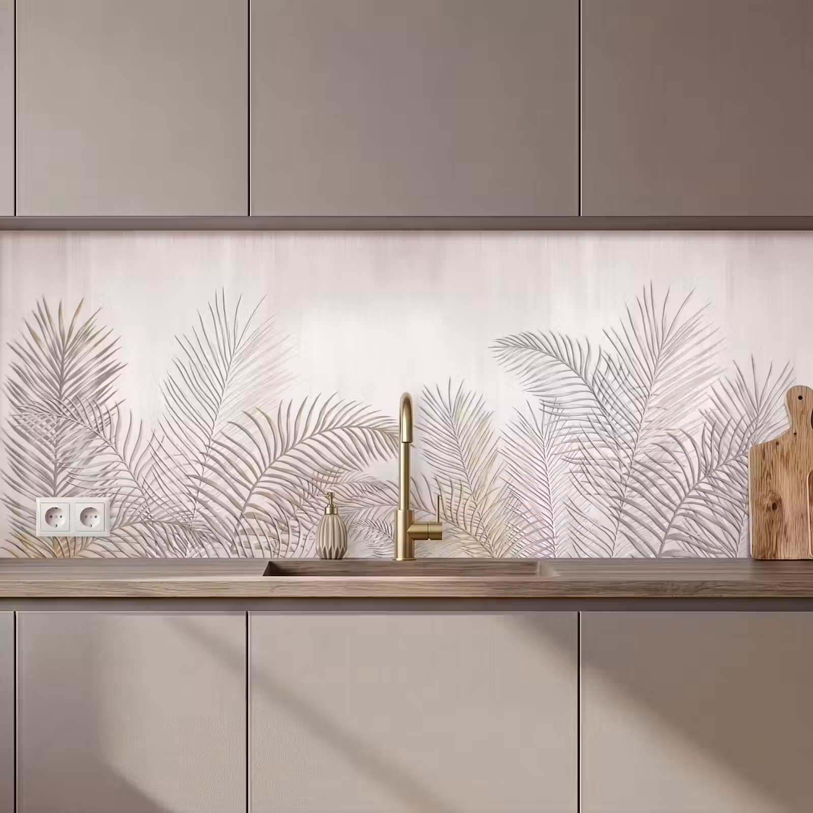 Keuken achterwand - Bladeren - Beige - Botanisch - Vintage — 1