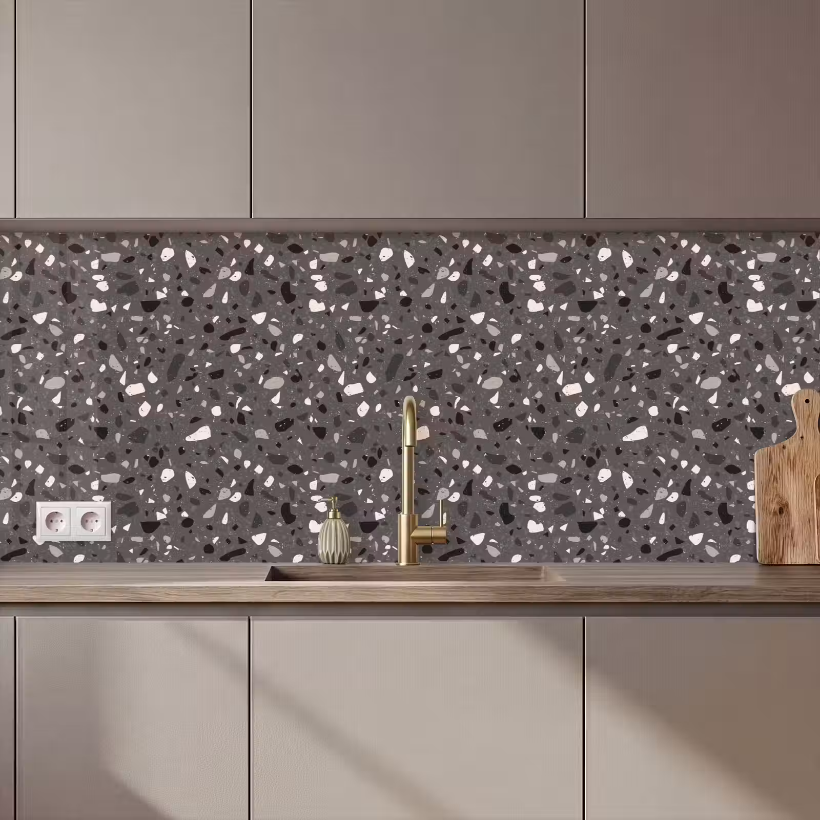 Keuken achterwand - Terrazzo - Patroon - Grijs — 1