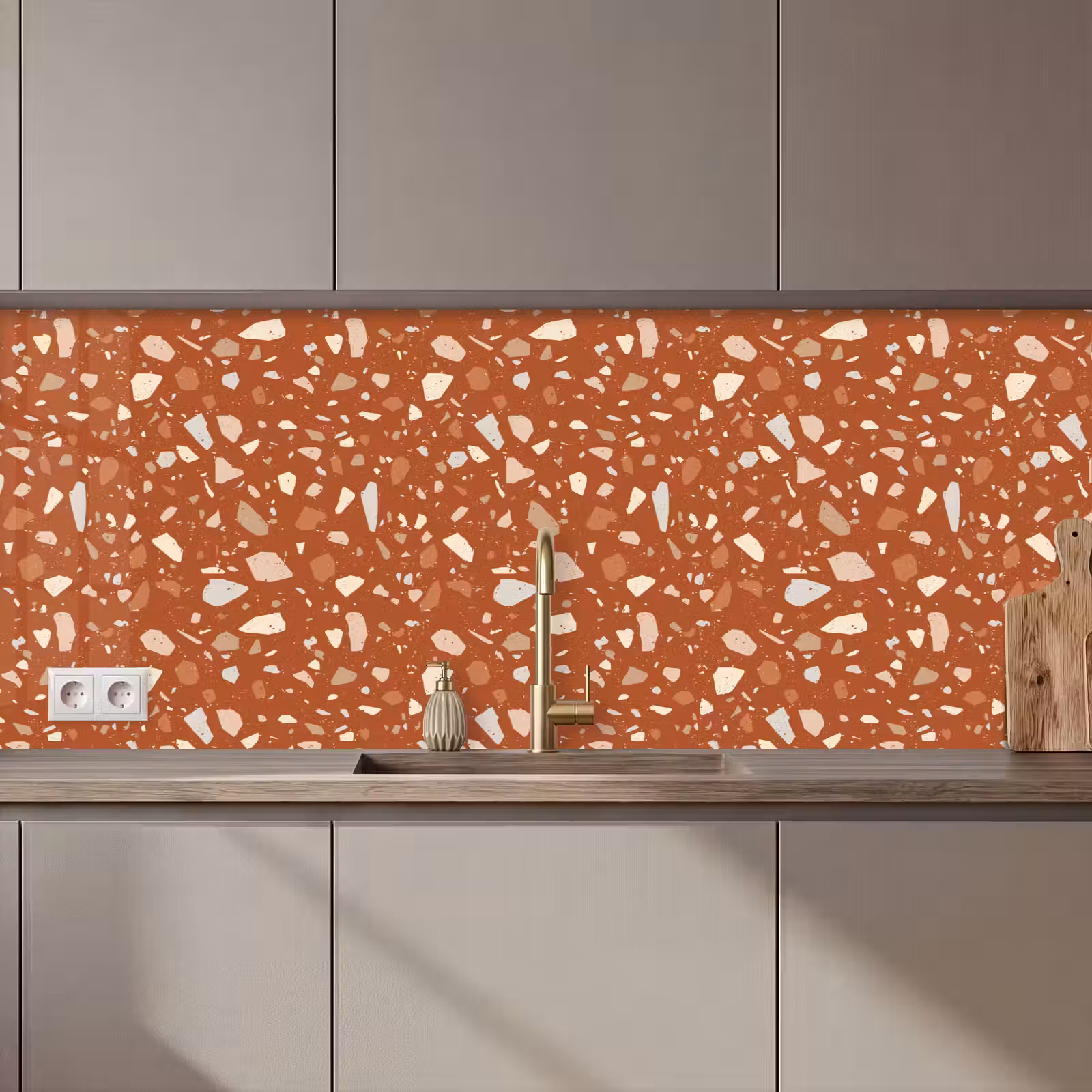 Keuken achterwand - Terrazzo - Patroon - Klei — 1