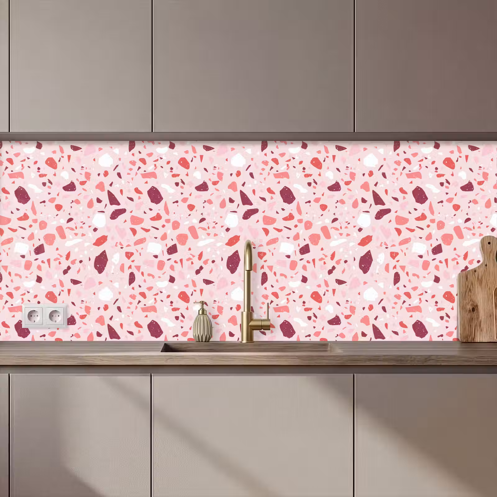 Keuken achterwand - Terrazzo - Patroon - Roze — 1