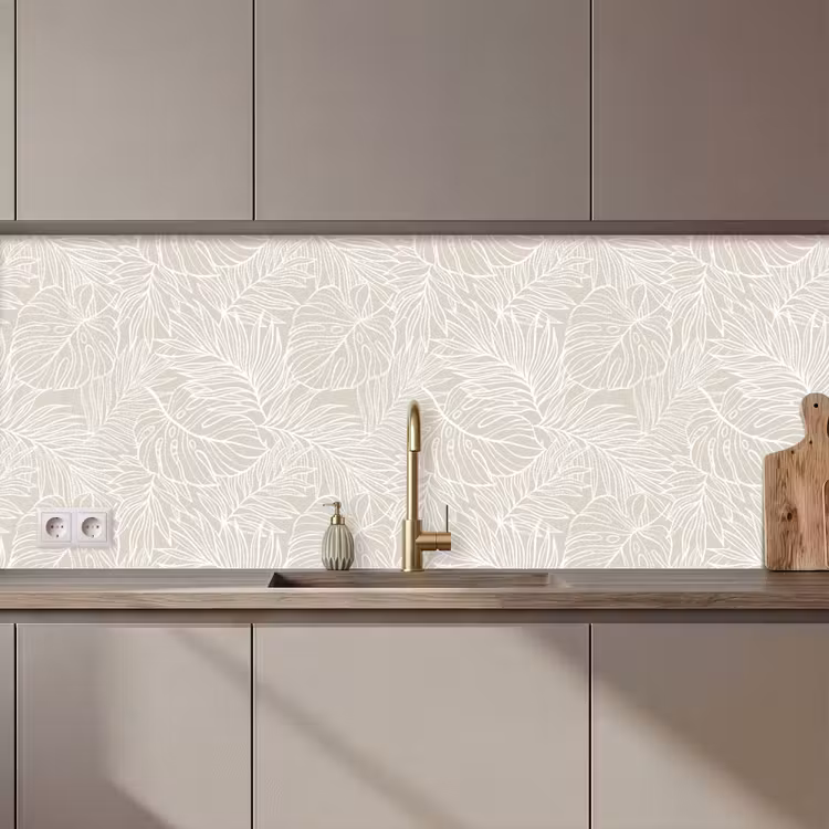 Keuken achterwand - Bladeren - Beige - Monstera - Palm — 1