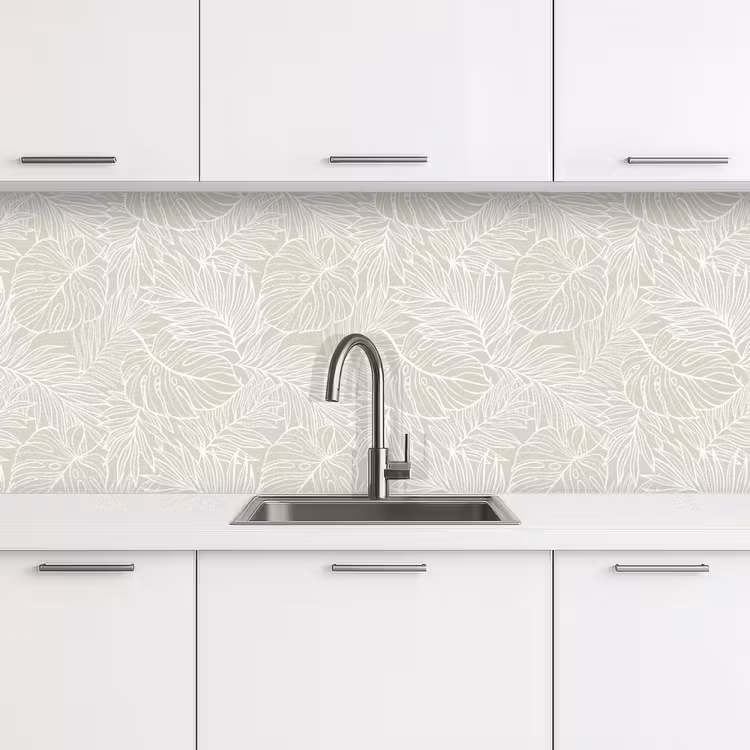 Keuken achterwand - Bladeren - Beige - Monstera - Palm — 4
