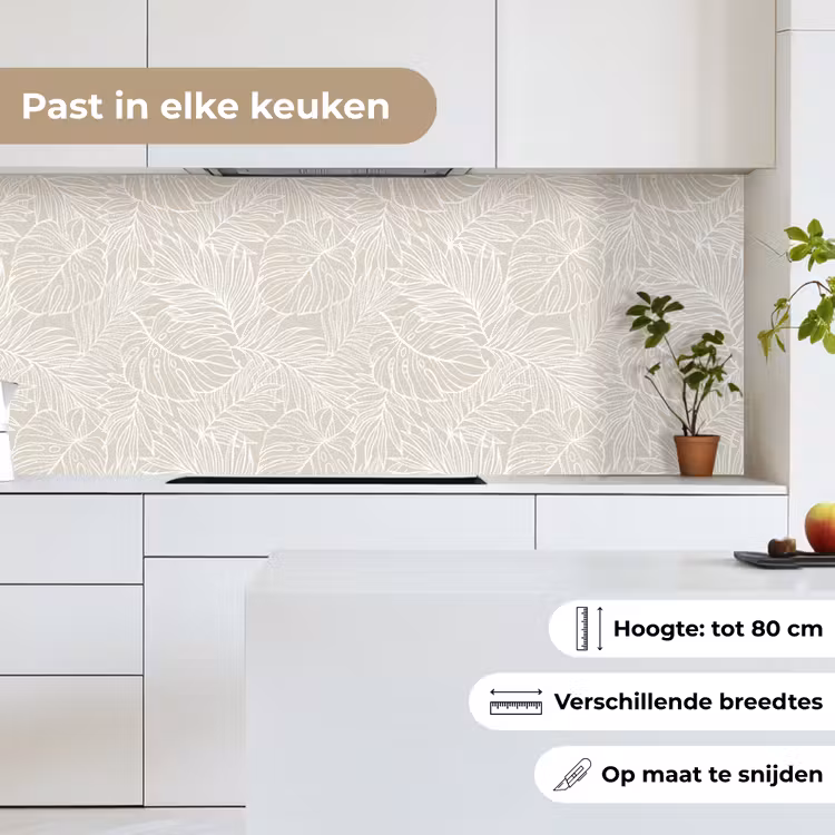 Keuken achterwand - Bladeren - Beige - Monstera - Palm — 7
