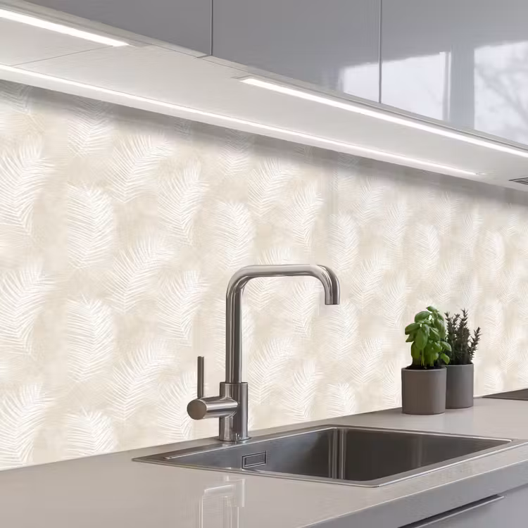 Keuken achterwand - Bladeren - Beige - Wit - Botanisch - Natuur — 2