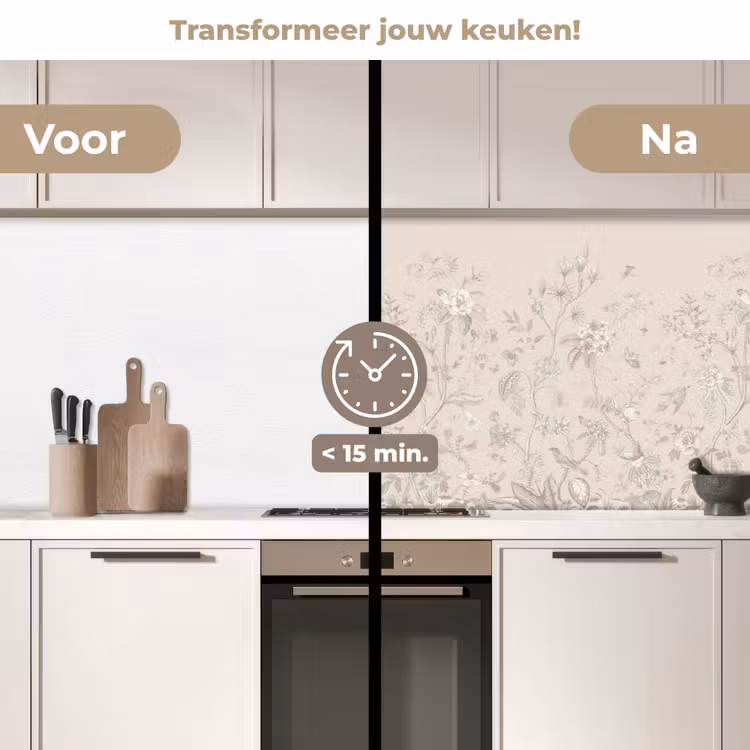 Keuken achterwand - Bloemen - Beige - Botanisch - Vintage — 3
