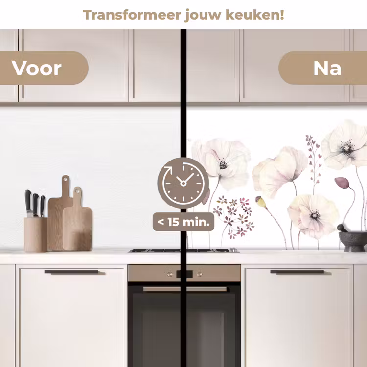 Keuken achterwand - Bloemen - Pastel - Planten - Wit — 3