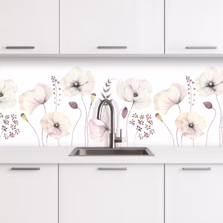 Keuken achterwand - Bloemen - Pastel - Planten - Wit — 4