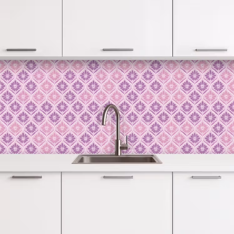 Keuken achterwand - Bloemenruit - Patroon - Paars — 4